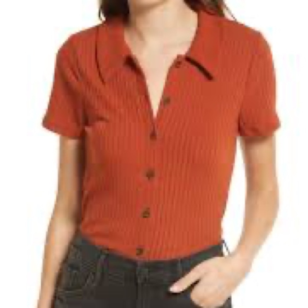 Madewell rubbed button up tee XL